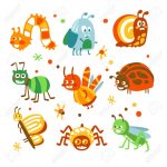 Cartoon funny insects and bugs set. Colorful collection of cute insect Illustrations