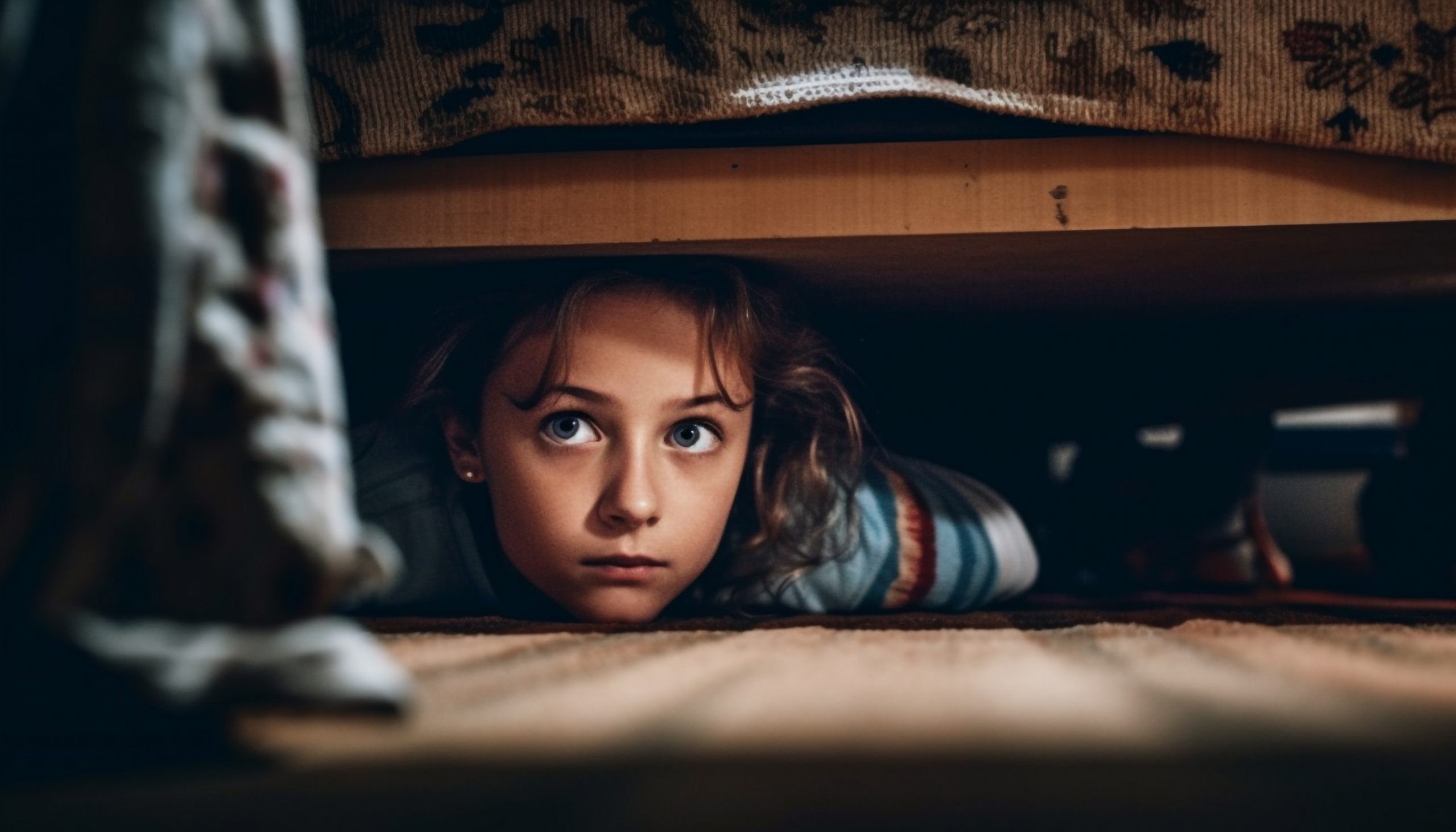 Young adult woman lies in comfortable bedroom, smiling generated by AI