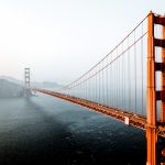 Aerial shot of the San Francisco Golden Gate bridge